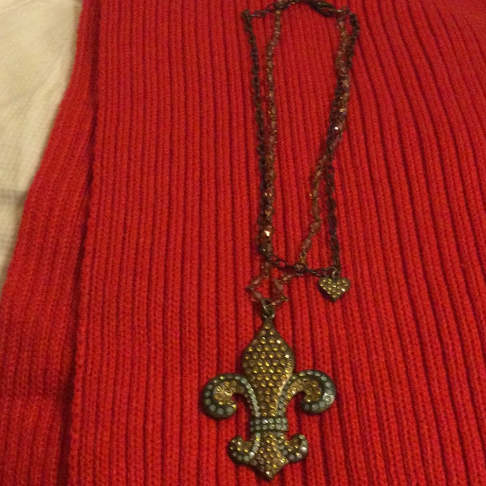 Sisi Amber fleur de lis multichain necklace